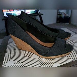Toms denim wedge shoes